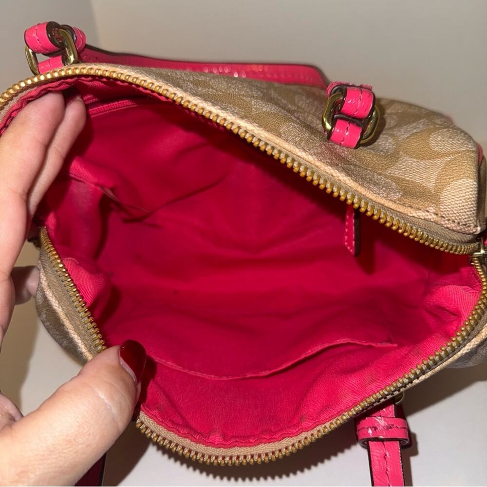 COACH Peyton bennett preppy mini satchel in coral pink and tan - Picture 7 of 7